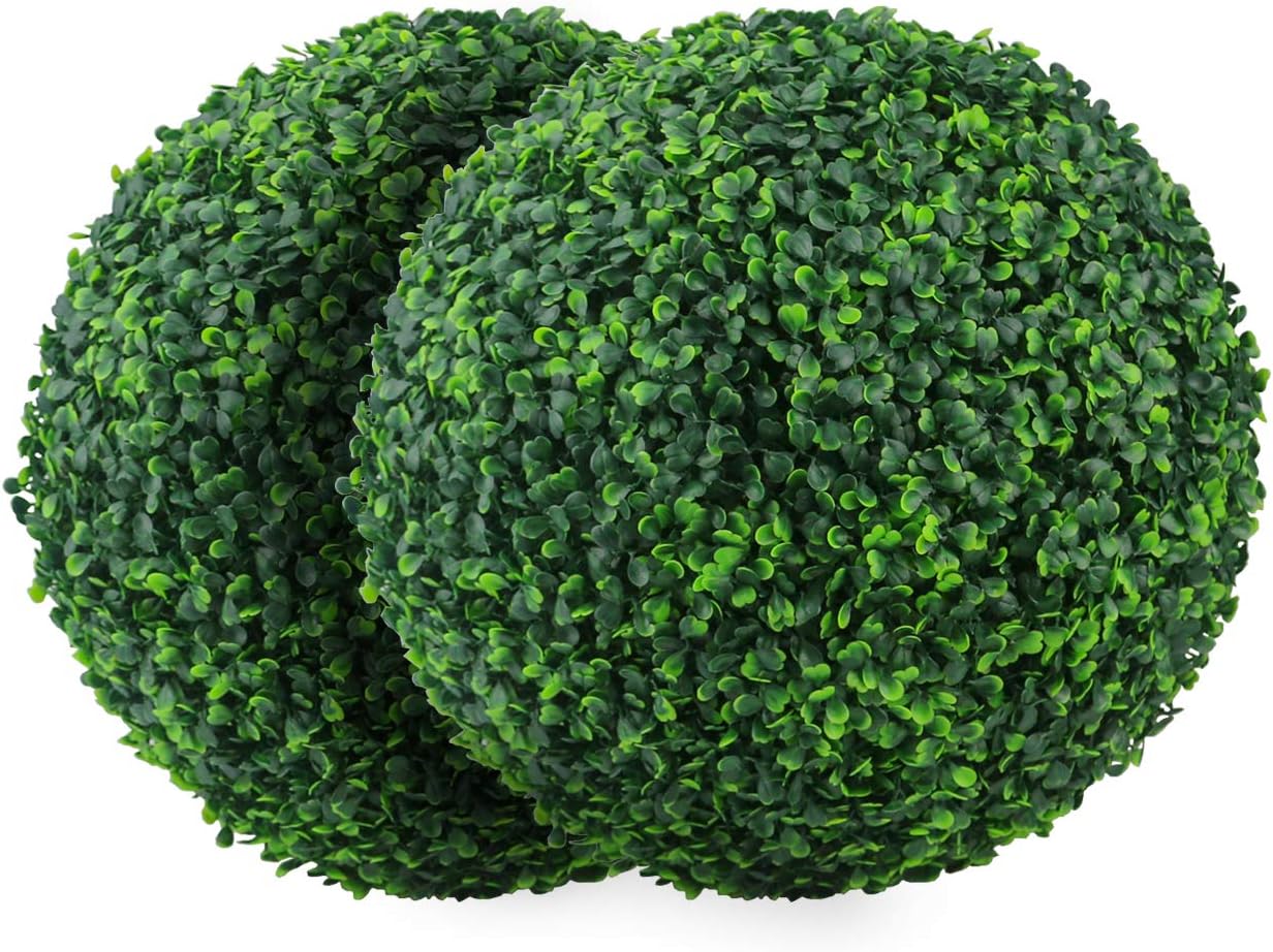 2 PCS 15.7 inch 4 Layers Artificial Plant Topiary Ball Faux Boxwood Decorative Balls for Backyard, Balcony,Garden, Wedding and Home Décor (15.7 inch)