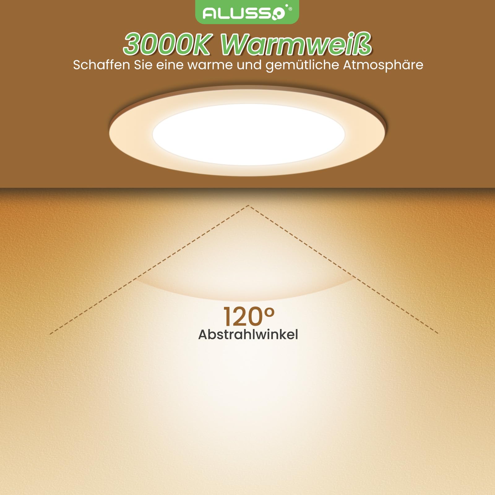 ALUSSO Faretti LED da Incasso per Cartongesso, Ultrasottili 10W IP44 3000K Bianco Caldo Faretti LED Soffitto, AC220-240V, Diametro Foro Ø125-135mm, Rotondo Bianco, Set di 6