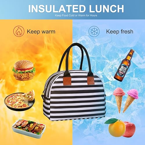 Miniatura 2 de Lonchera aislada para mujer, a prueba de fugas, térmica, ligera, duradera, con correa ajustable para el hombro, para oficina, trabajo, picnic,