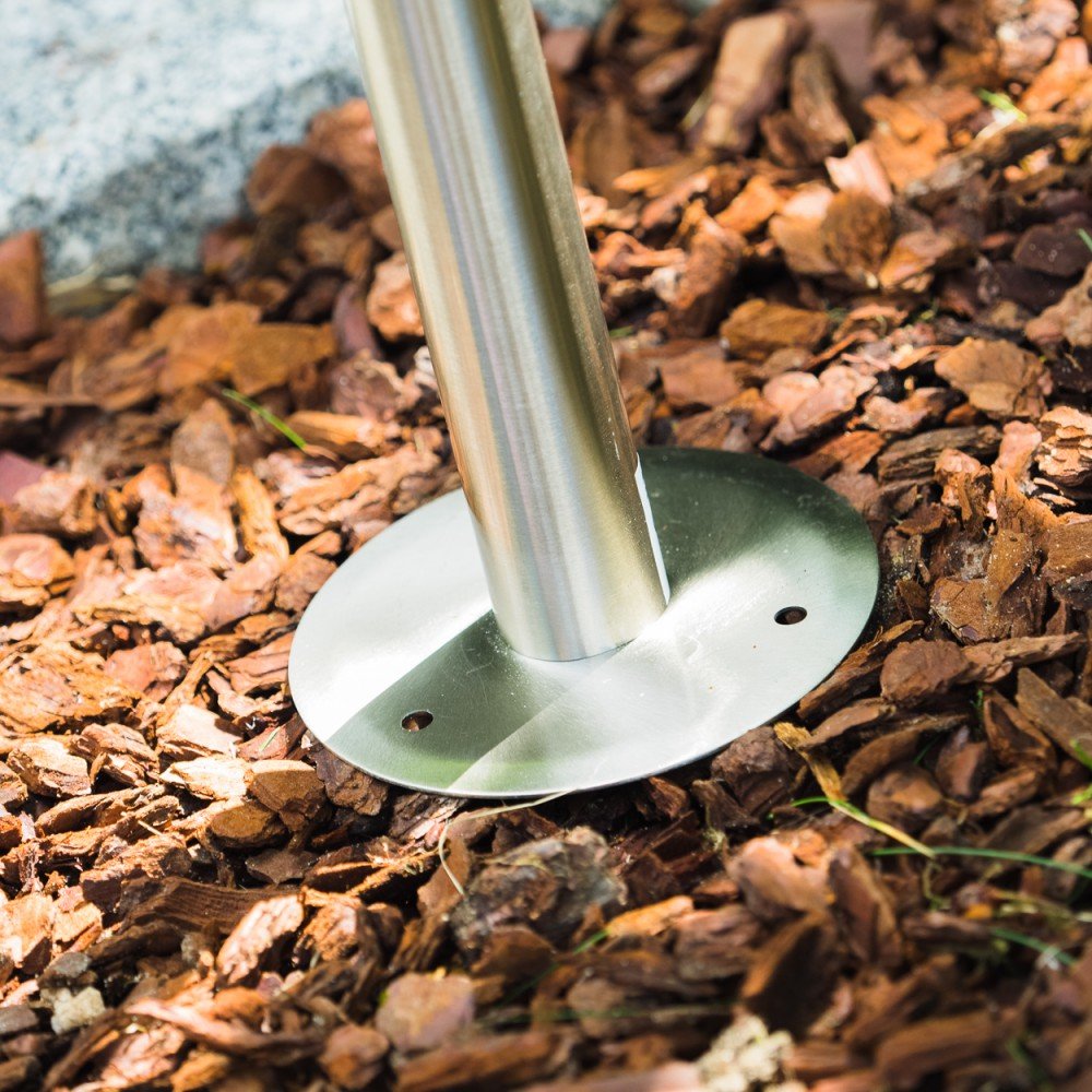 HOFSTEIN Außenleuchte Moskau, Außenstehleuchte aus Metall/Glas in Edelstahl gebürstet/Klar, Wegeleuchte im modernen Design für Garten, Außenbereich, Hof, Terrasse, 105 cm, E27, IP44