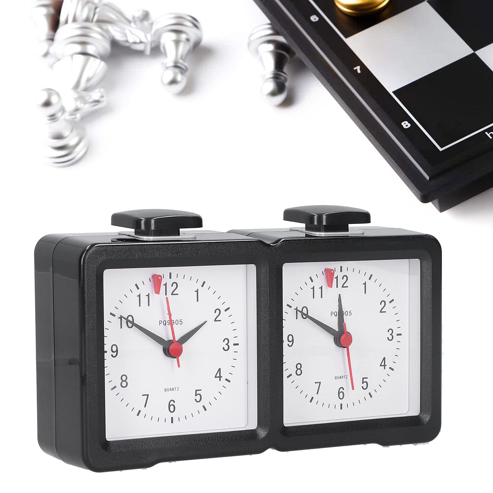 Fabater Orologio da Scacchi Analogico per Competizione-Conto Alla Rovescia Professionale, Timer Muto, Orologio da Gioco Meccanico Al Quarzo con Grande Schermo, Adatto per Scacchi Cinesi Internazionali