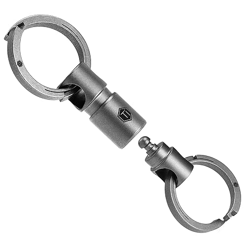 KeyUnity Detachable Key Ring Connector, Double-end Swivel Keychain Titanium Rotatable