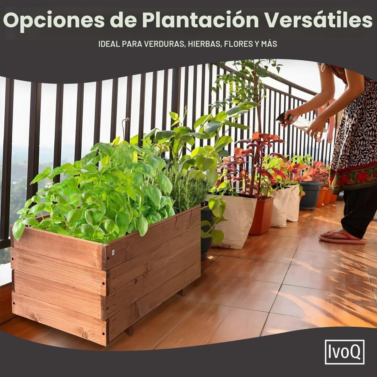 Jardinera de madera 80x40x32 cm – Madera maciza de abeto FSC – Jardinera resistente a la intemperie con drenaje y bolsa no tejida – Plantador duradero para jardín, balcón y terraza