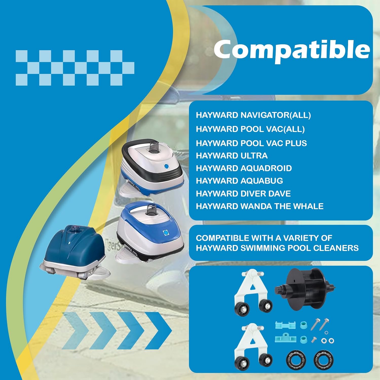 Kefly AXV621DAT Universal Pool Cleaner A-Frame/Turbine Kit Compatible with Hayward Aquabug Navigator Aquadroid Diver Dave Wanda The Whale Pool Vac Vacuum Parts