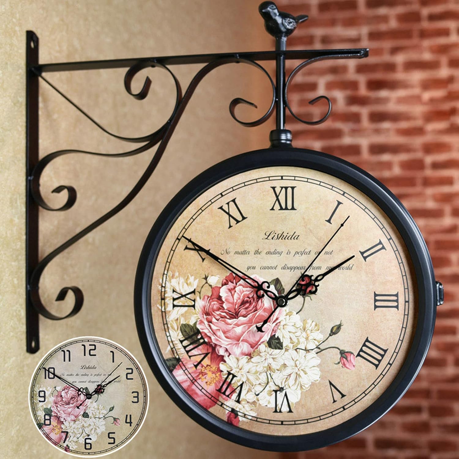 Classic Wall Clocks Vintage Classic Station Wall Clock Retro Double Sided Wall Clock Outdoor