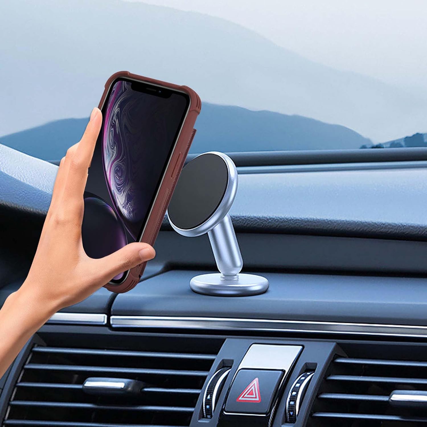 VANAVAGY Compatible for iPhone XR Wallet Case for Women Men, PU Leather Flip Phone Cover Fits Magnetic Car Mount with RFID Blocking Credit Card Holder, Burgundy