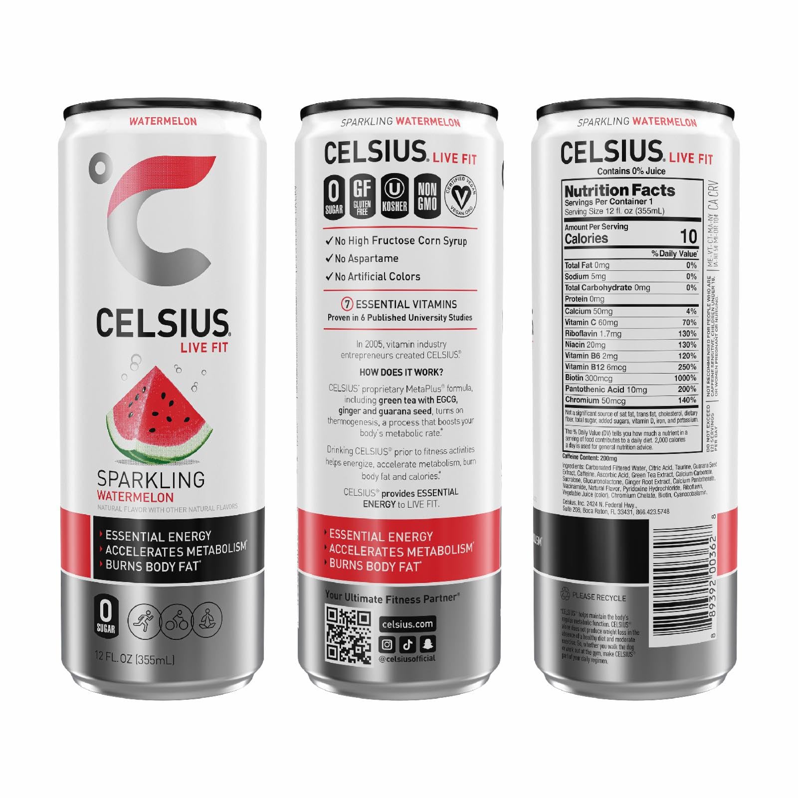 Celsius RTD Sparking Watermelon, 12 Ounce