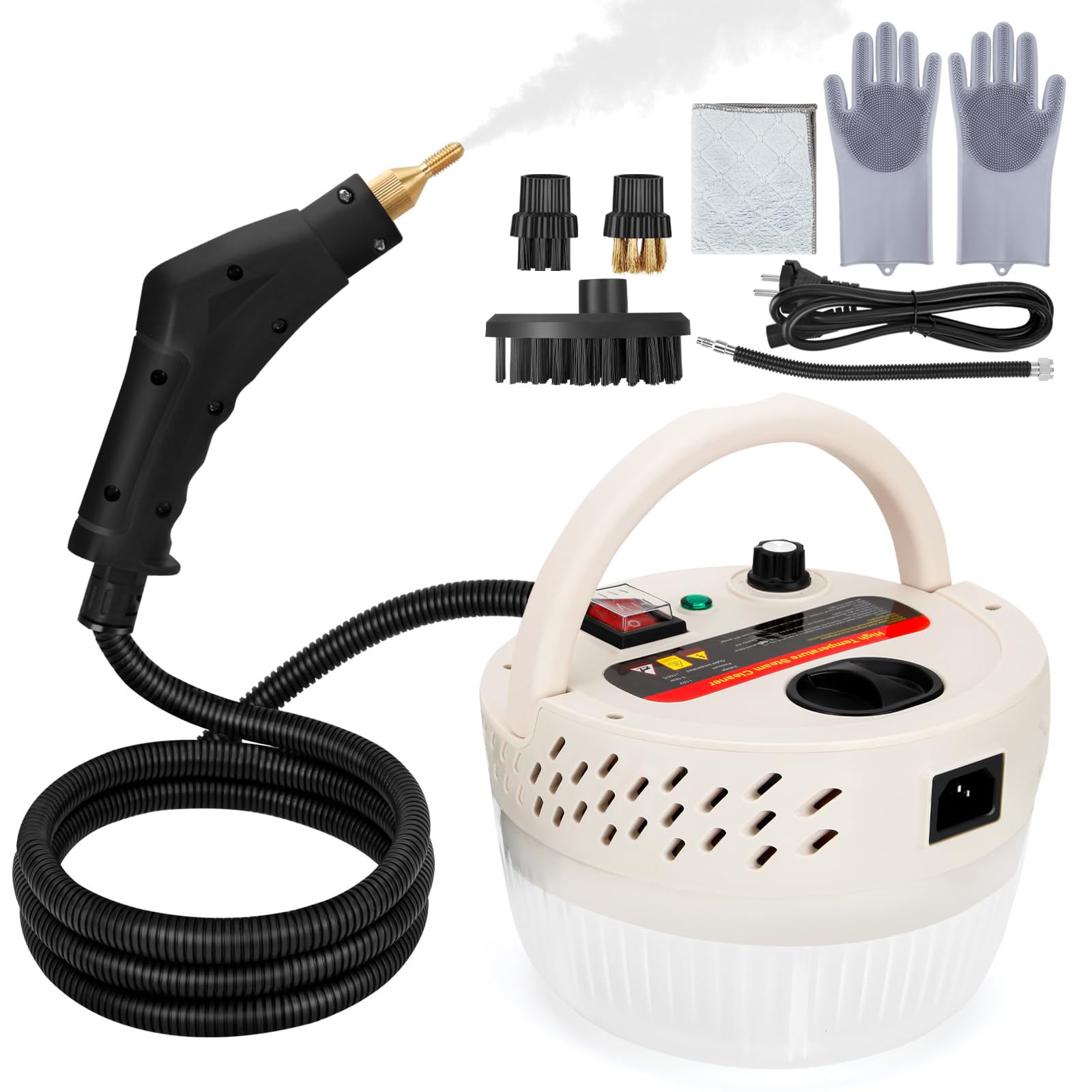 Steam Cleaner,10s Heat-Up,1.4L Tank,6 Level Adjustable Steamer,2500W Steamer for Cleaning,Portable Handheld Steamer with 12PCS Accessories,Suit for Home,Car,Dirt,Grease,Grout,Tile,Couch(White)