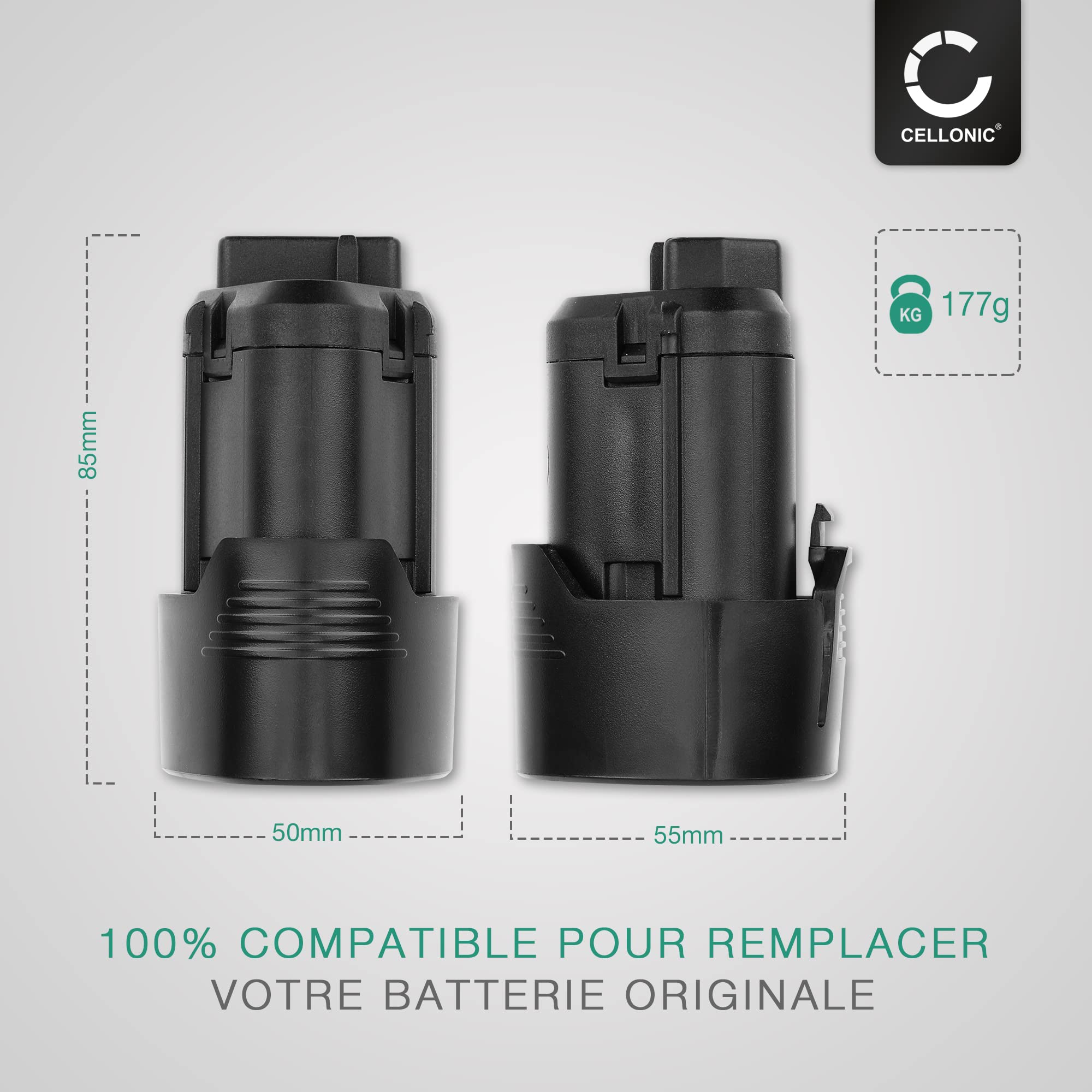 CELLONIC 2X Batterie Compatible avec AEG BBH 12, BBS C2, 12C2, BS, 954932