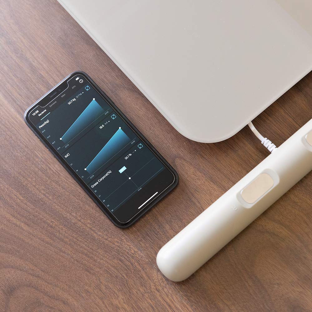 Cecotec Waage Surface Precision 10600 Smart Healty Pro Beige. Mit App, Bluetooth-Konnektivität, Leiste mit Sensoren für die Bioimpedanzmessung, 15 Parameter, extraplanes Design