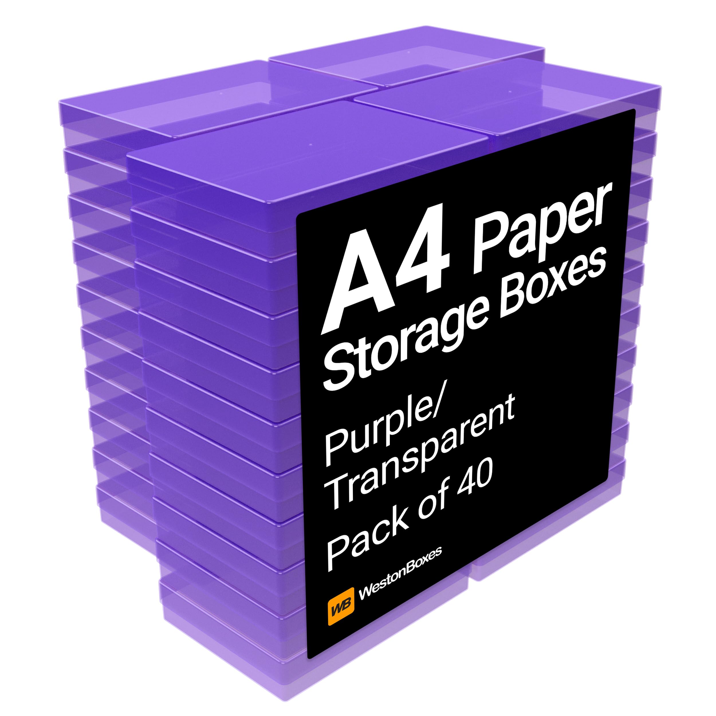 Westonboxes Purple / Transparent A4 Plastic Craft Storage Boxes In 5 Colours