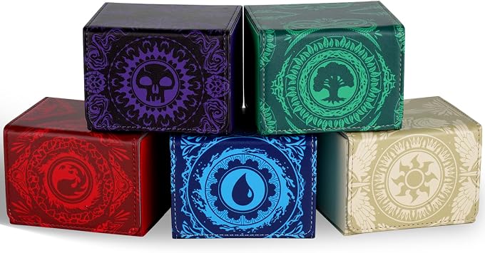 Deck Box for MTG Cards, Trading Commander Deck Case Holds 120+ Sleeved Cards, PU Leather Magnetic Collectible Card Storage Box Fits for TCG Magic Cards 5 Pack