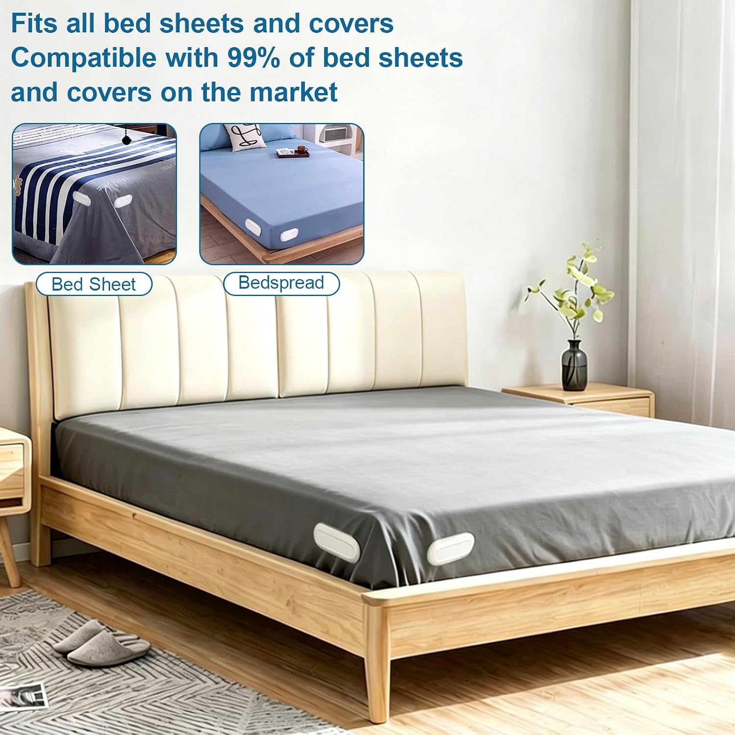Adjustable Bed Sheet Holders, 4 Pack No Slip Mattress Sheet Fasteners Fix Corners Sheets