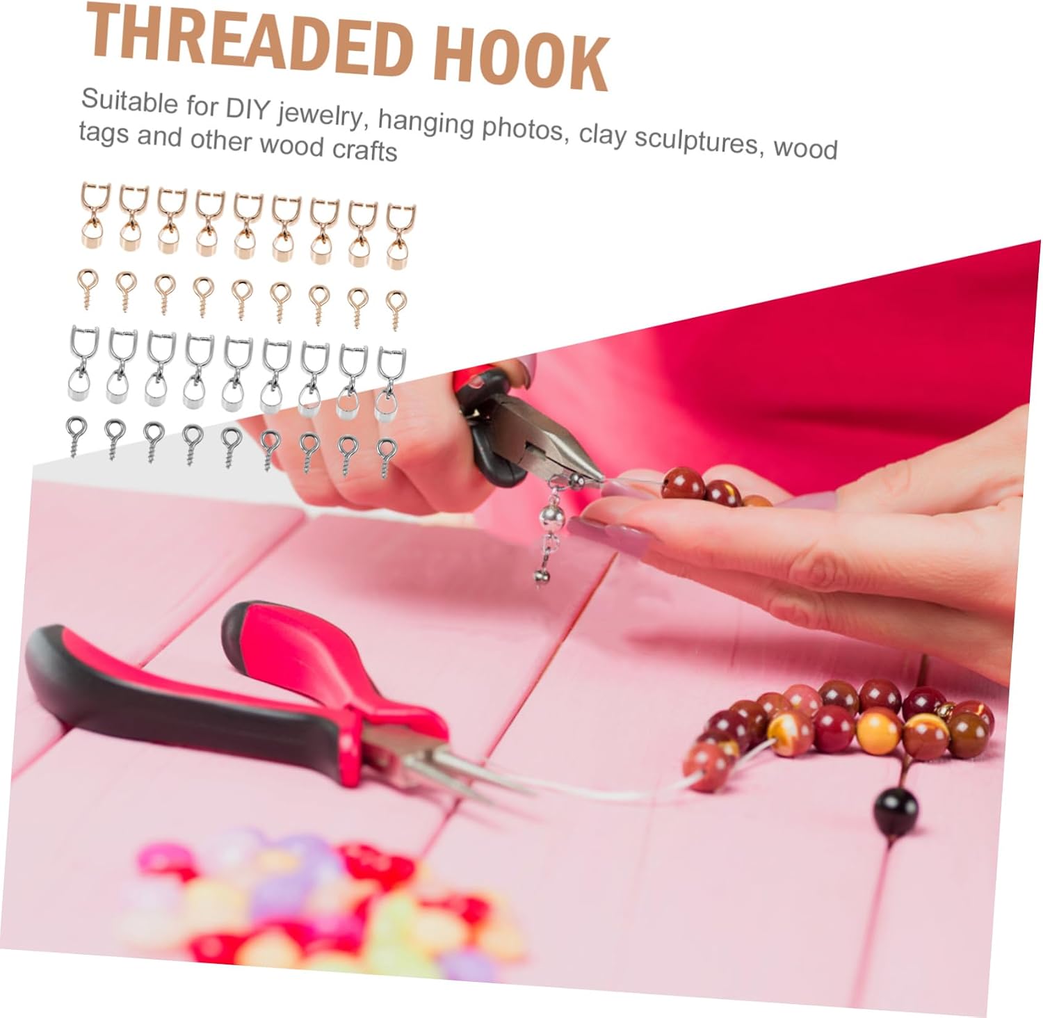 TEHAUX 2sets Alloy Screw Clasps Sheep Eye Epoxy Material for Jewelry Making Easy to Install Eye Screws for Necklaces Bracelets and Ornaments