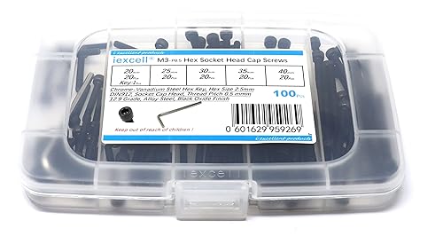 Miniatura 464 de iexcell 720 piezas de acero de aleación M4 x 6/8/10/12/16/20/25/30/35/40/45/50 de grado 12.9, tornillos de cabeza hexagonal, tornillos, arandelas
