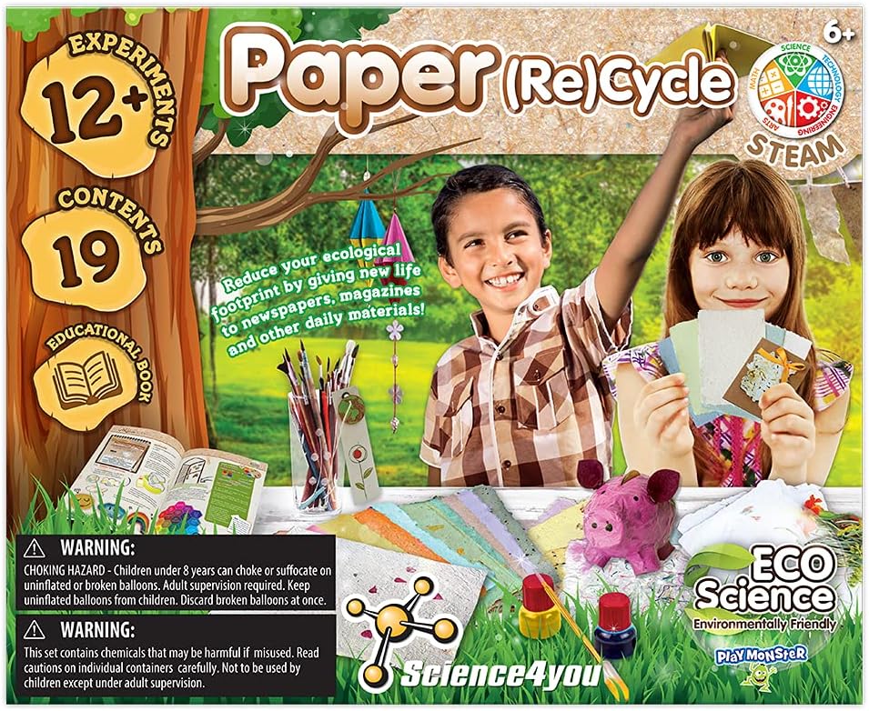 PlayMonster Science4you - Paper Re(Cycle) - 12 Eco-Friendly Experiments About Recycling - Fun, Education Activity for Kids Ages 6+