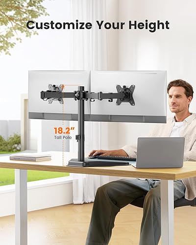 Miniatura 6 de ErGear Soporte de monitor doble independiente para 2 pantallas de hasta 32 pulgadas, soporte de monitor resistente con capacidad para un máximo de