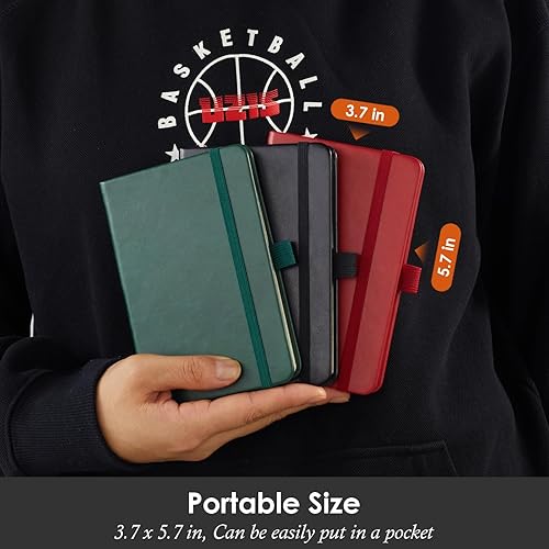 Miniatura 6 de Paquete de 3 cuadernos pequeños, minicuadernos con forro de cuero, diario para hombres y mujeres, bloc de notas pequeño con soporte para bolígrafo,