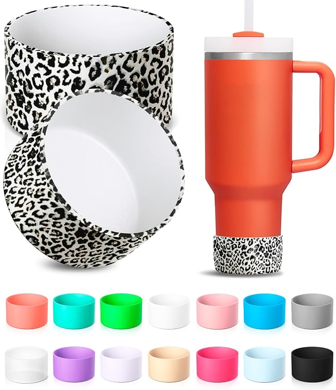 2-Pack Silicone Boots for Stanley, Owala & More, Fits Select Cups & Bottles | Thicker 2 mm design, Fits 2.9-3.1-inch bases, Scratch & dent protection, Non-slip, Noise-reducing, Dishwasher-safe, Odorless
