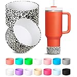 KTKUDY 2Pcs Silicone Boot for Stanley Quencher Tumbler H2.0 30 oz 40 oz & IceFlow 20 oz 30 oz & Intended for Hydro Flask Water Bottle 12-24 oz - Cup Bottom Accessories Fits Stanley Cup, Leopard