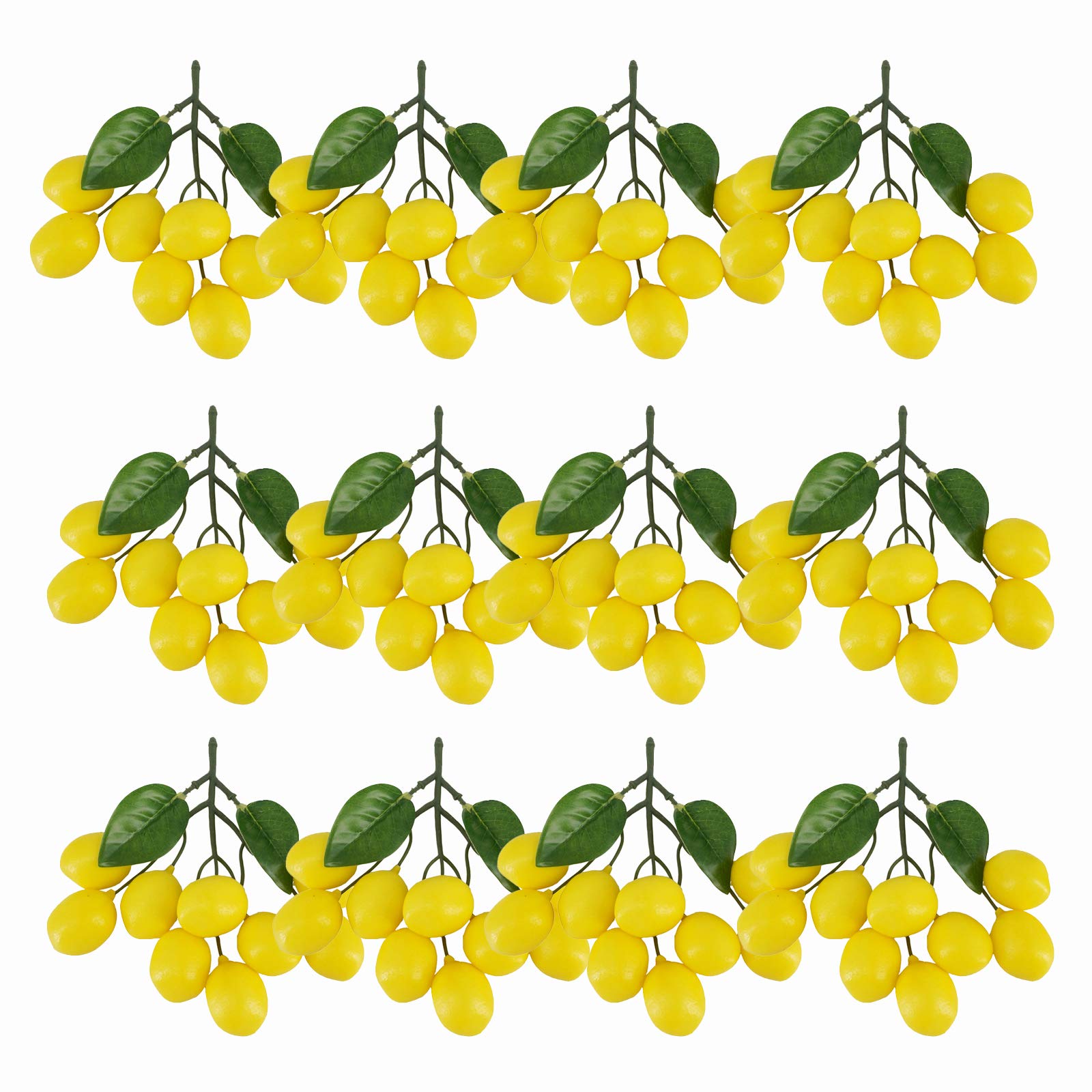 12pcs Artificial 9 Lemon Bunch Simulation Fake Fuit String Model Photography Props for Home House Kitchen Wedding Party Decoration