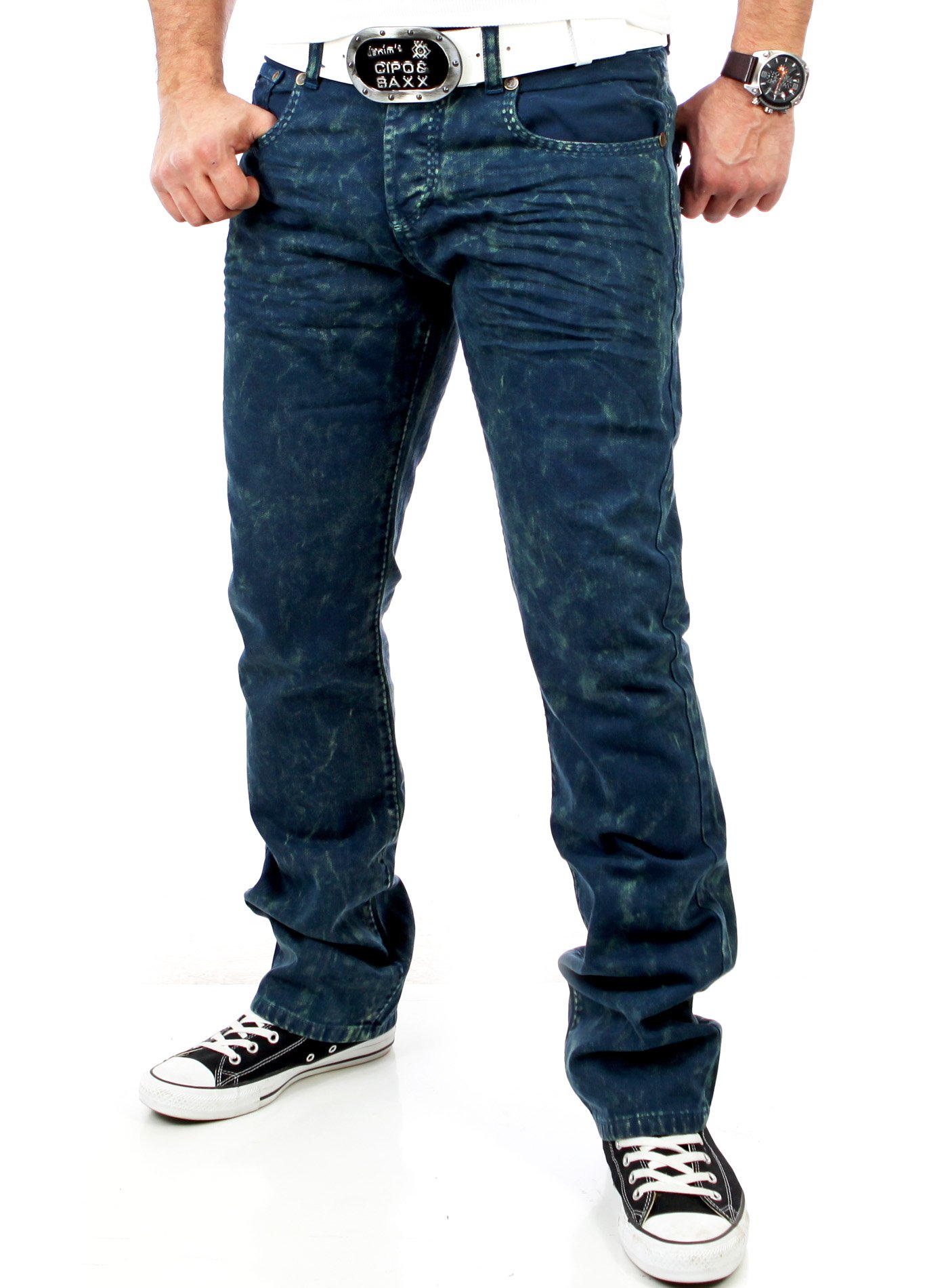 Tazzio Herren Knit Style Jeans Hose TZ-5116 Petrolblau + Stretchfunktionalität + Comfortable Trageerlebnis + Moisture-Re