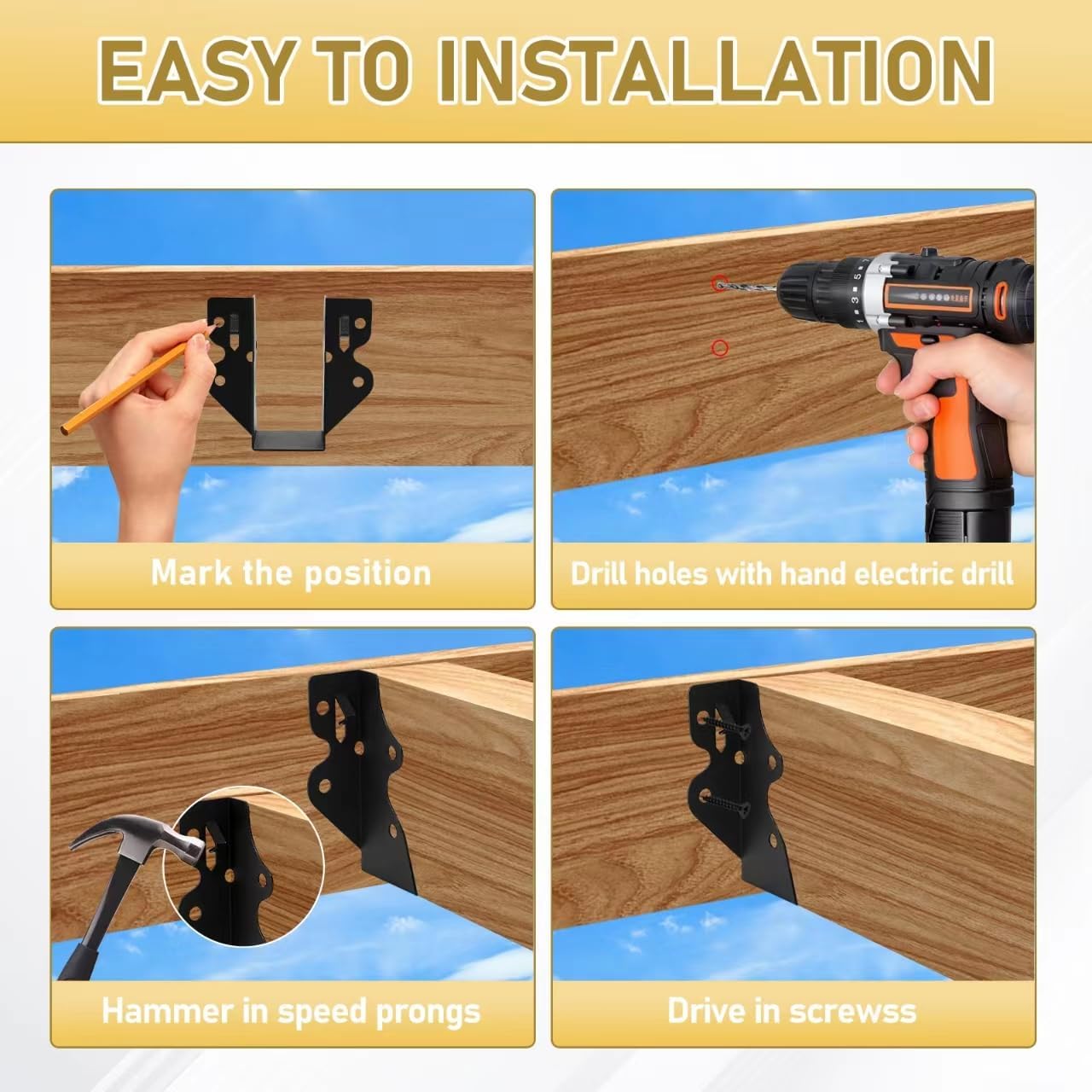 2x4 Joist Hanger,32 Pack 20 Gauge Q235B Steel Face Mount Joist Hangers,Hurricane Ties for Rafters, Black Powder Coating Rafter Ties Brackets