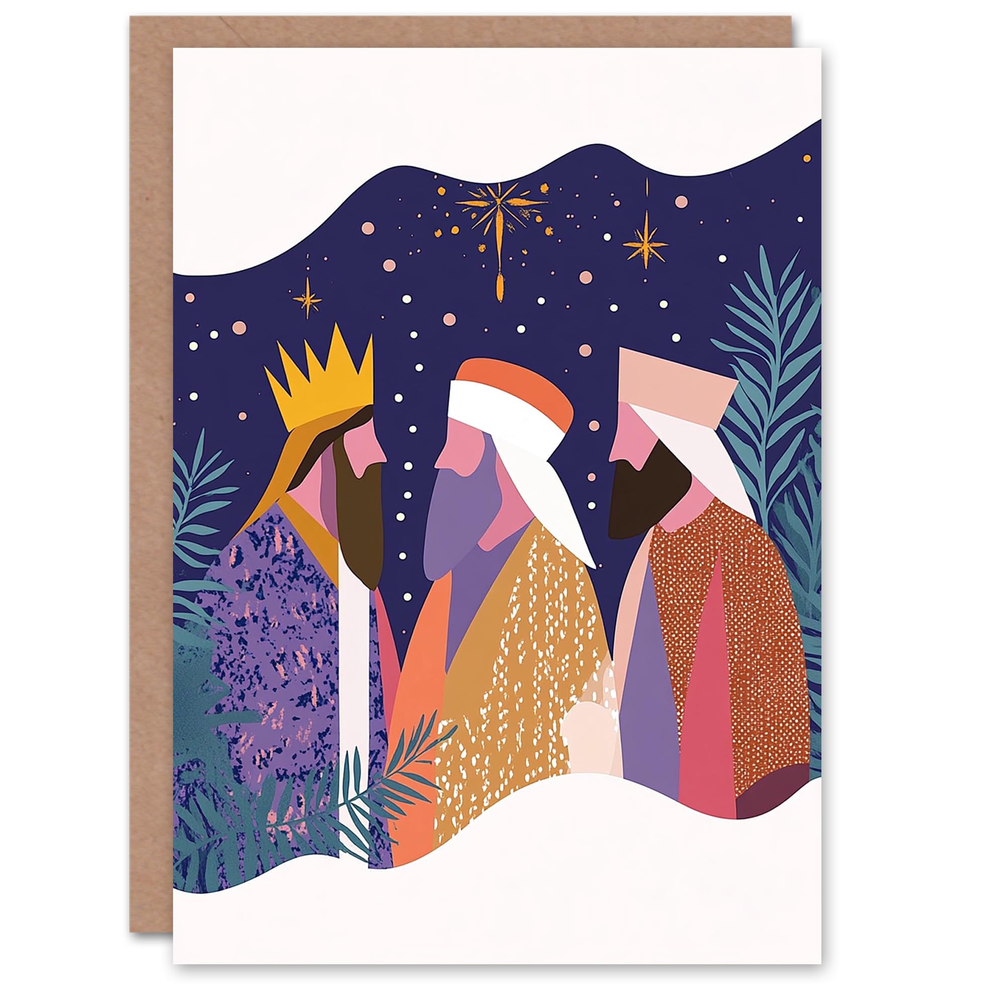 Artery8 Three Wise Men Kings Star Bethlehem Blank For Him Or Her Art Xmas Festive Christmas Card