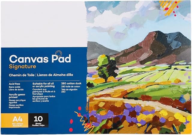 10 Sheets 29.7 * 21 cm Canvas Paper Pad Acrylic Oil Painting Pad Glue Bound Multimedia Paper for Artist Painting Lover Amateurs