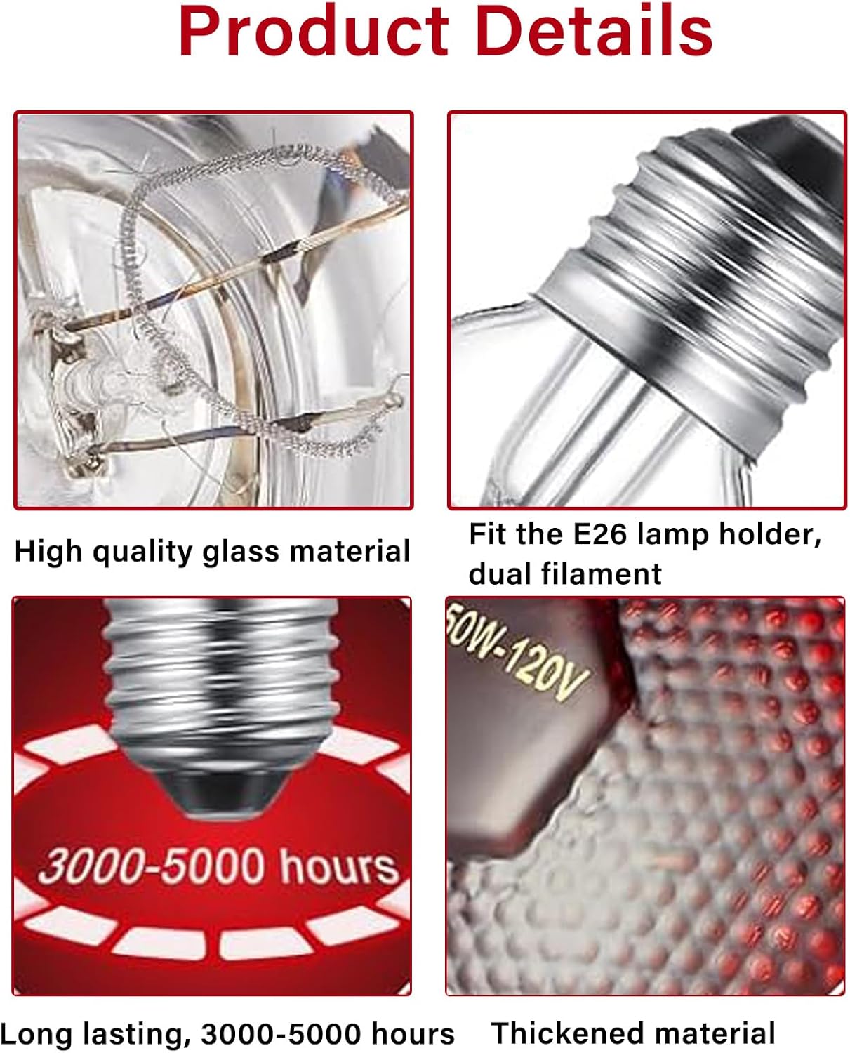 150W Chicken Heat Lamp Bulbs, Infrared Heat Lamp for Chickens, Heat Light Bulb for Brooder Coop, Food Service, Chicks, Pet, Reptile (6 Pack)