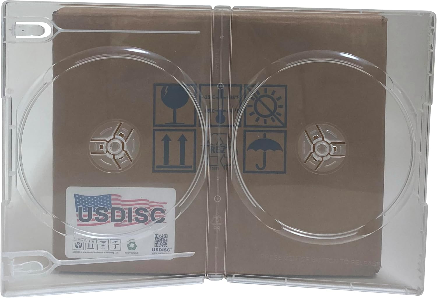 USDISC DVD Cases Standard 14mm Premium, Double 2 Disc, Super Clear, Pack of 50