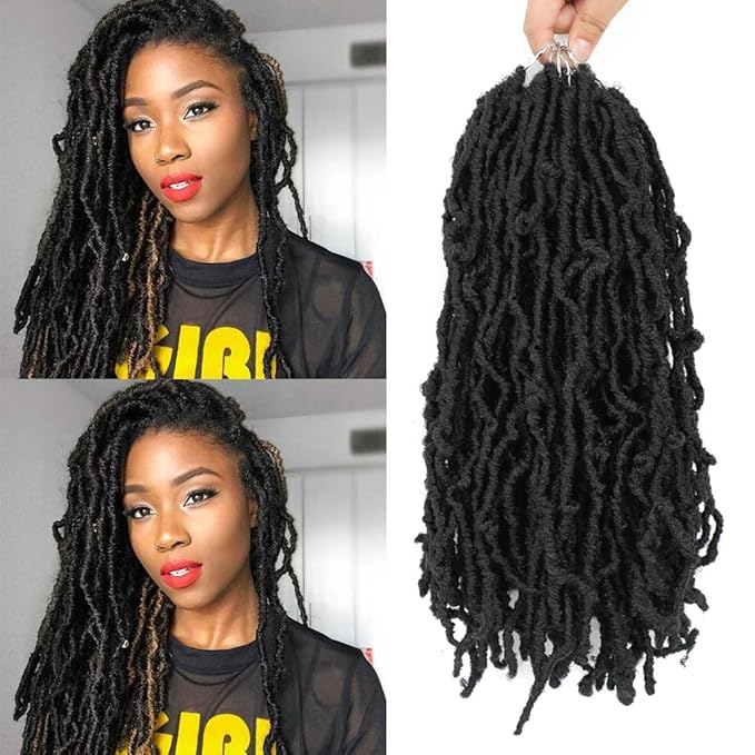Yorda 14Inch 6Packs Soft Locs Crochet Hair, Natural Faux Locs Crochet Braids, Pre Looped Synthetic Distressed Locs Braiding Hair (14Inch, 6Packs, 1B)