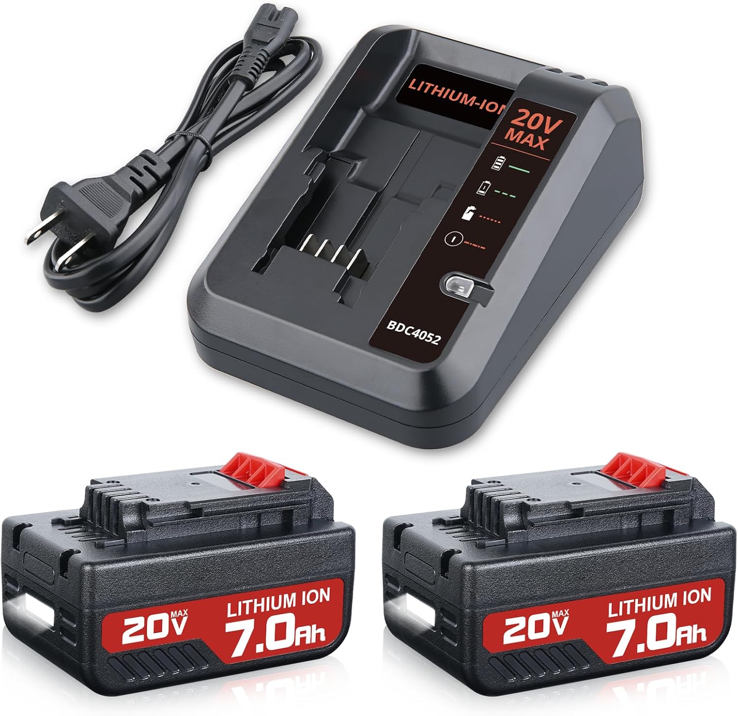 Upgraded 2Pack PCC685L 7.0Ah Replacement for Porter Cable 20V Battery Charger Combo Compatible with Porter Cable Battery PCC680L PCC681L PCC682L PCC692L PCC699L PCC600 PCC640 PCC670B PCC740B