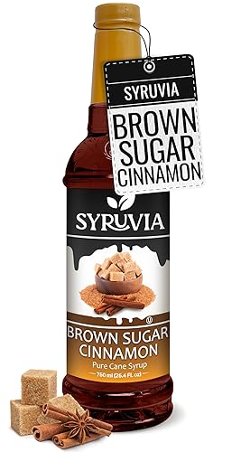 Syruvia - Jarabe Brown Sugar Cinnamon para saborizar café, 25.4 onzas líquidas Jarabe saborizante kóser y sin gluten, para saborizar bebidas,