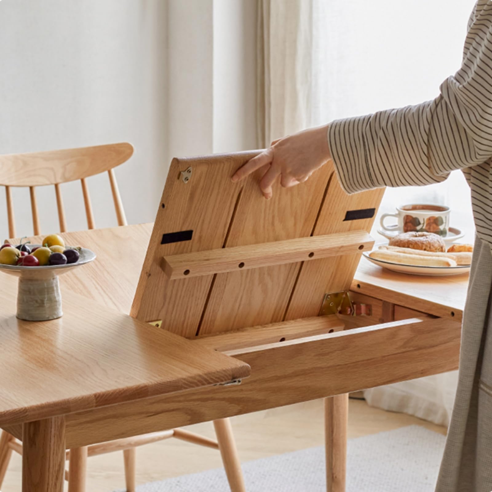Amazon.com - 47''-63'' 100% Oak Extendable Dining Table and Bench