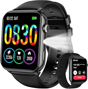 💎 75% MEGA DEAL! Smartwatch Uomo Donna, Orologio Smartwatch con LED Torcia, Orologio Intelligente Fitness con Chiamate Bluetooth, Notifiche, Contapassi, Sonno, 2 Cinturini, Smart Watch per Android iOS