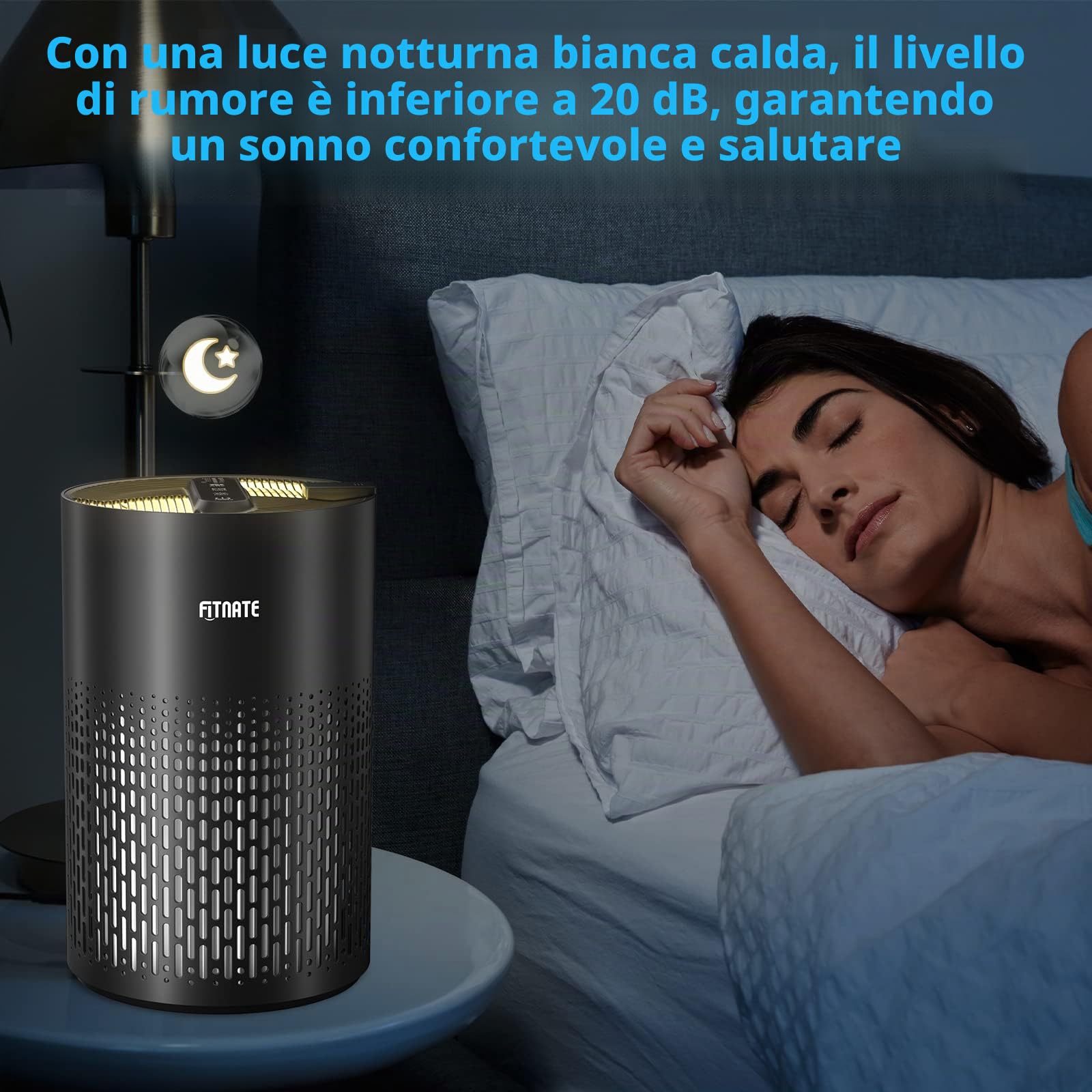 FITNATE Purificatore d'aria con diffusore di oli essenziali per la casa, camere grandi fino a 215 piedi quadrati e filtri al 99,9% di allergeni, forfora per animali domestici, polvere silenziosa