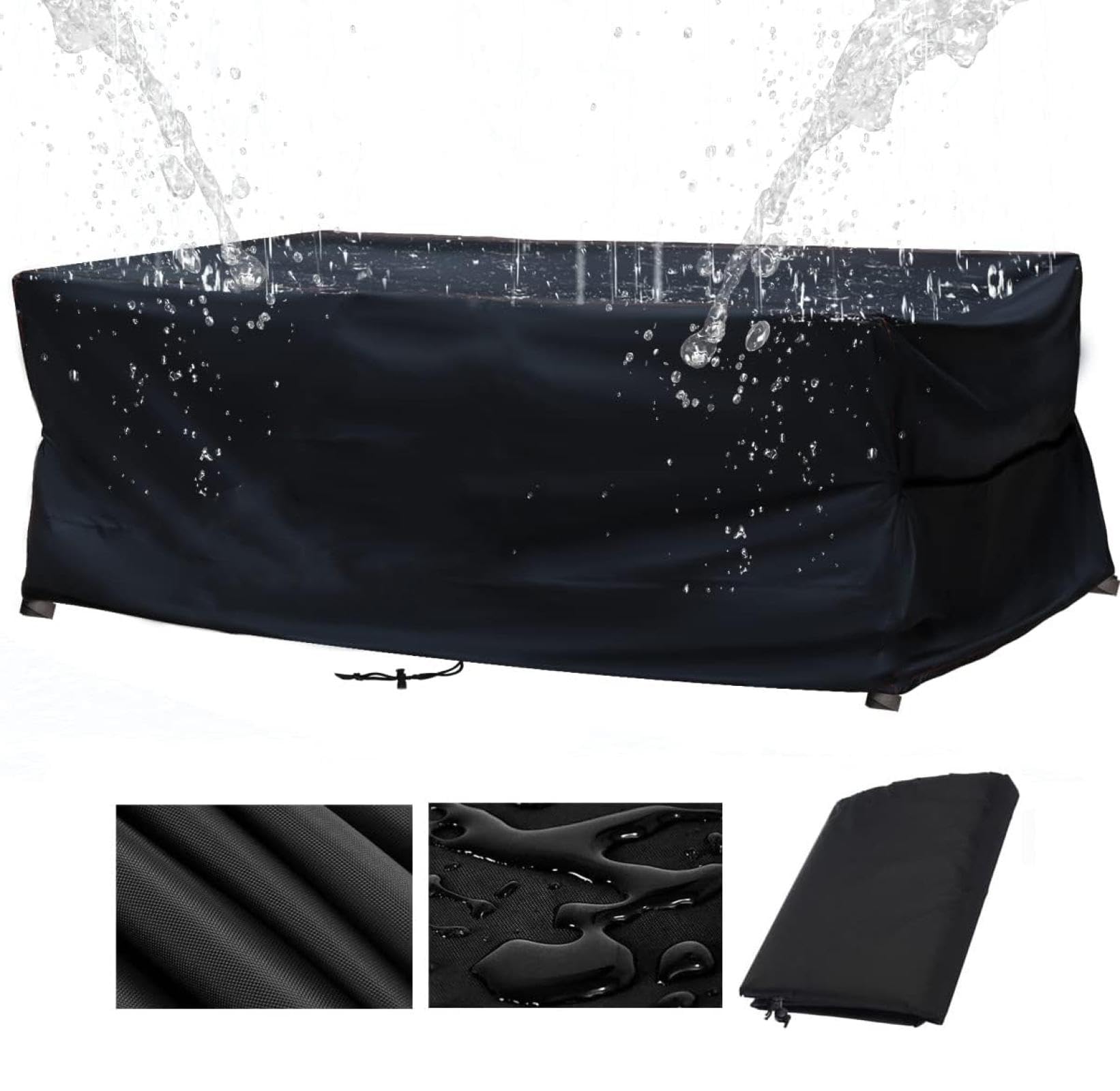 Large Outdoor Table Covers Waterproof Rectangle,67L x 37W x 37H inches Patio Table Covers For Outdoor Furniture Waterproof, 600D Heavy Duty Strong