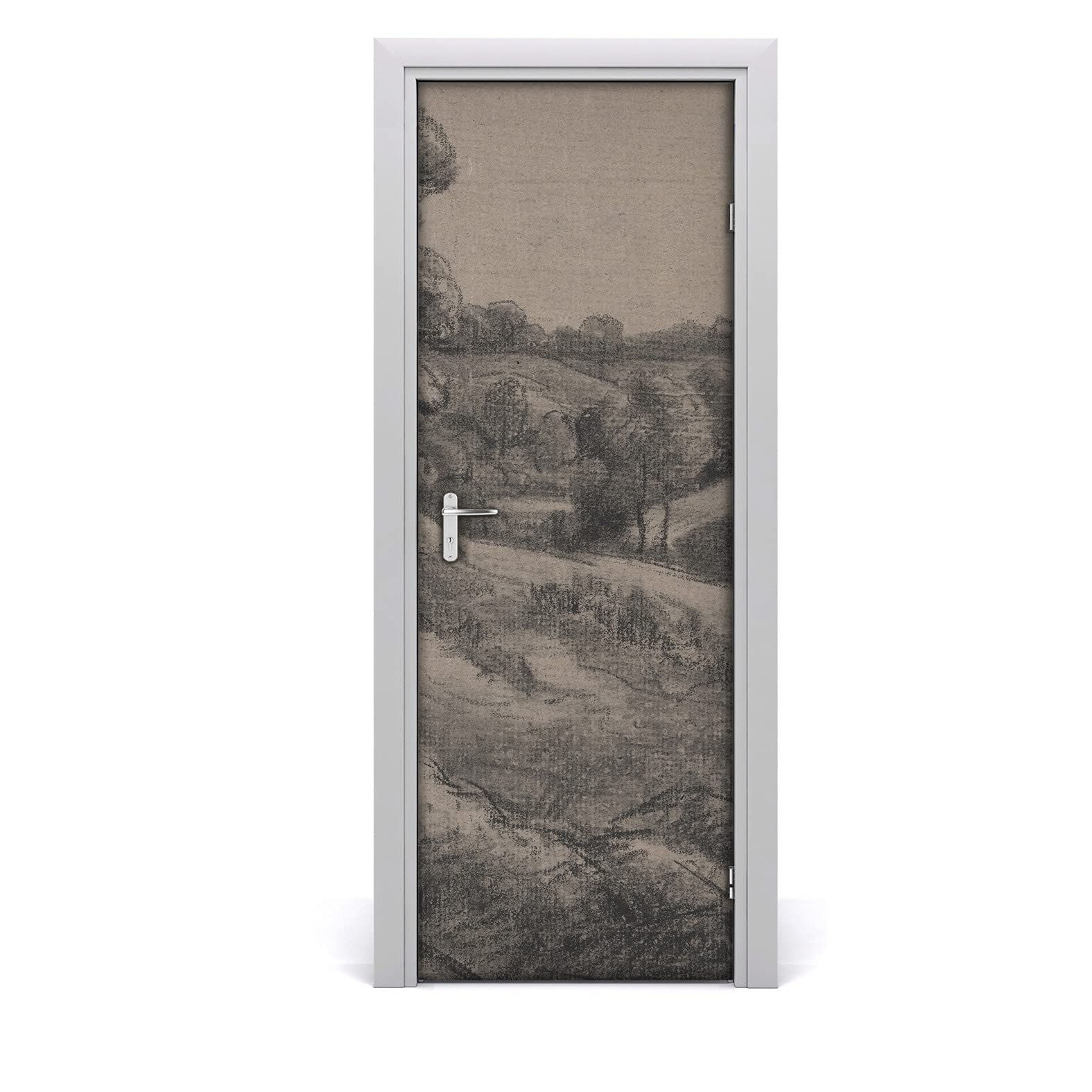Pegatina para puerta autoadhesiva 70x200 papel pintado lavable utensilio campo retro