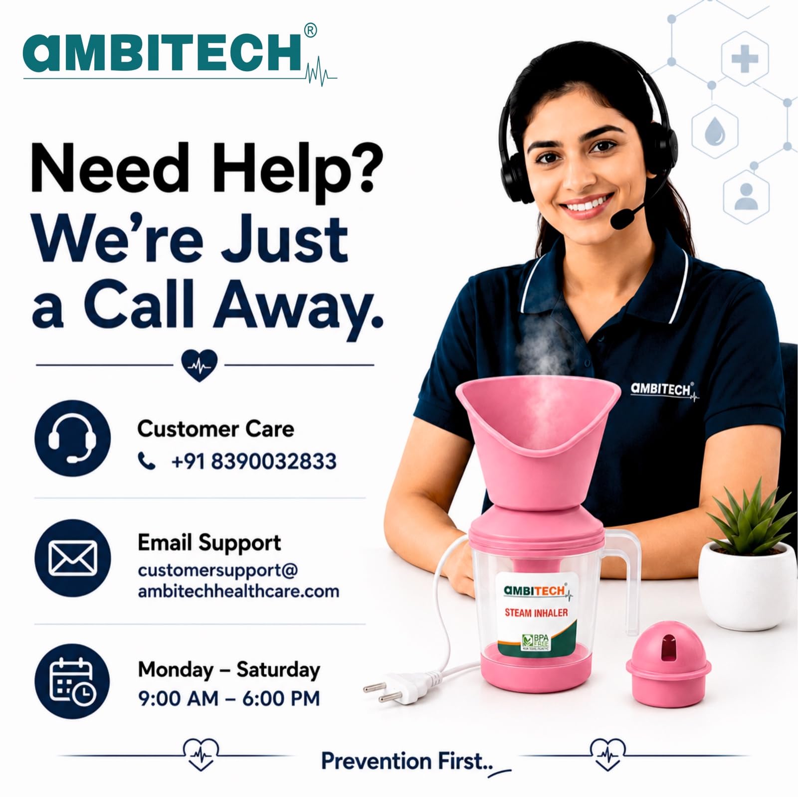 AmbiTech 3 in 1 Steamer with 1 Year Replacement Warranty Steam Inhaler Facial Vaporizer for Cold & Cough| Multi Colour 4
