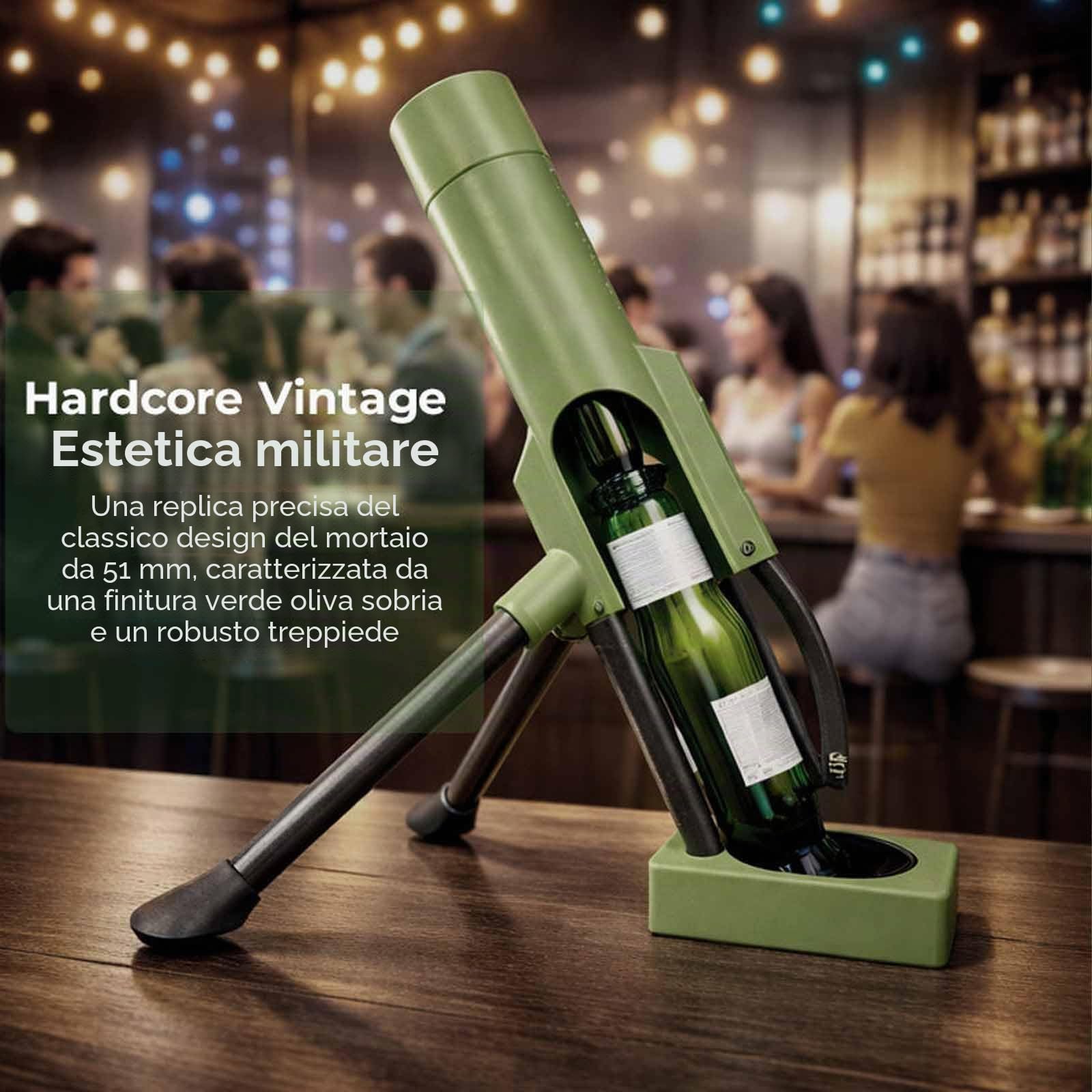 Apribottiglie per mortaio, Beer Bottle Opener tubo di apertura per mortaio, 51mm pesante tattico a mani libere, divertente apribottiglie di birra per bar, scrivanie, scaffali