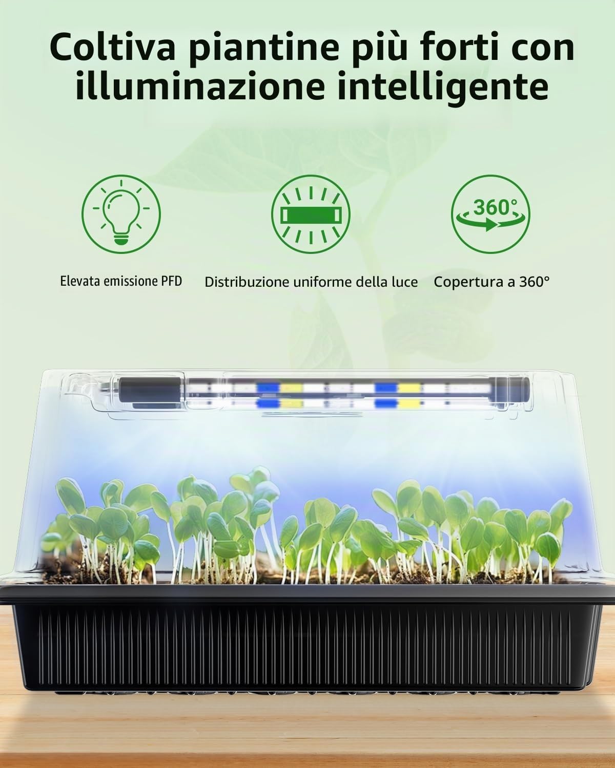 Pawfly Vaschette Germinazione Semi 2 Confezioni 80 Celle Kit con Luci Coltivazione Regolabili e Cupole Umidità 9 cm Vaschette con Coperchi Riusabili per Propagazione Piante