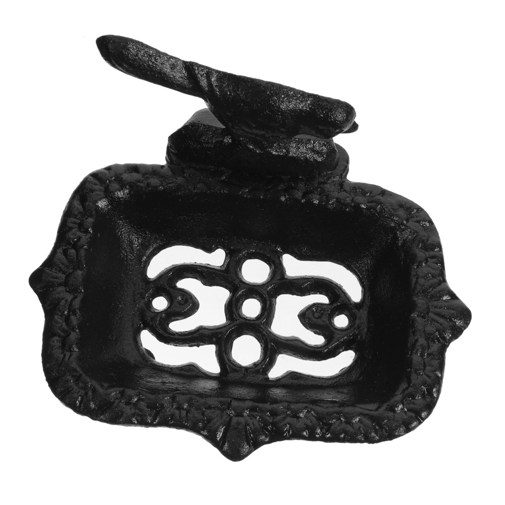 Forma di Animale Portasapone Nero, in Ferro Decorativo Porta Sapone Autodrenante, Compatto e Pratico Metal Soap, per Bagno e Toilette Pubbliche