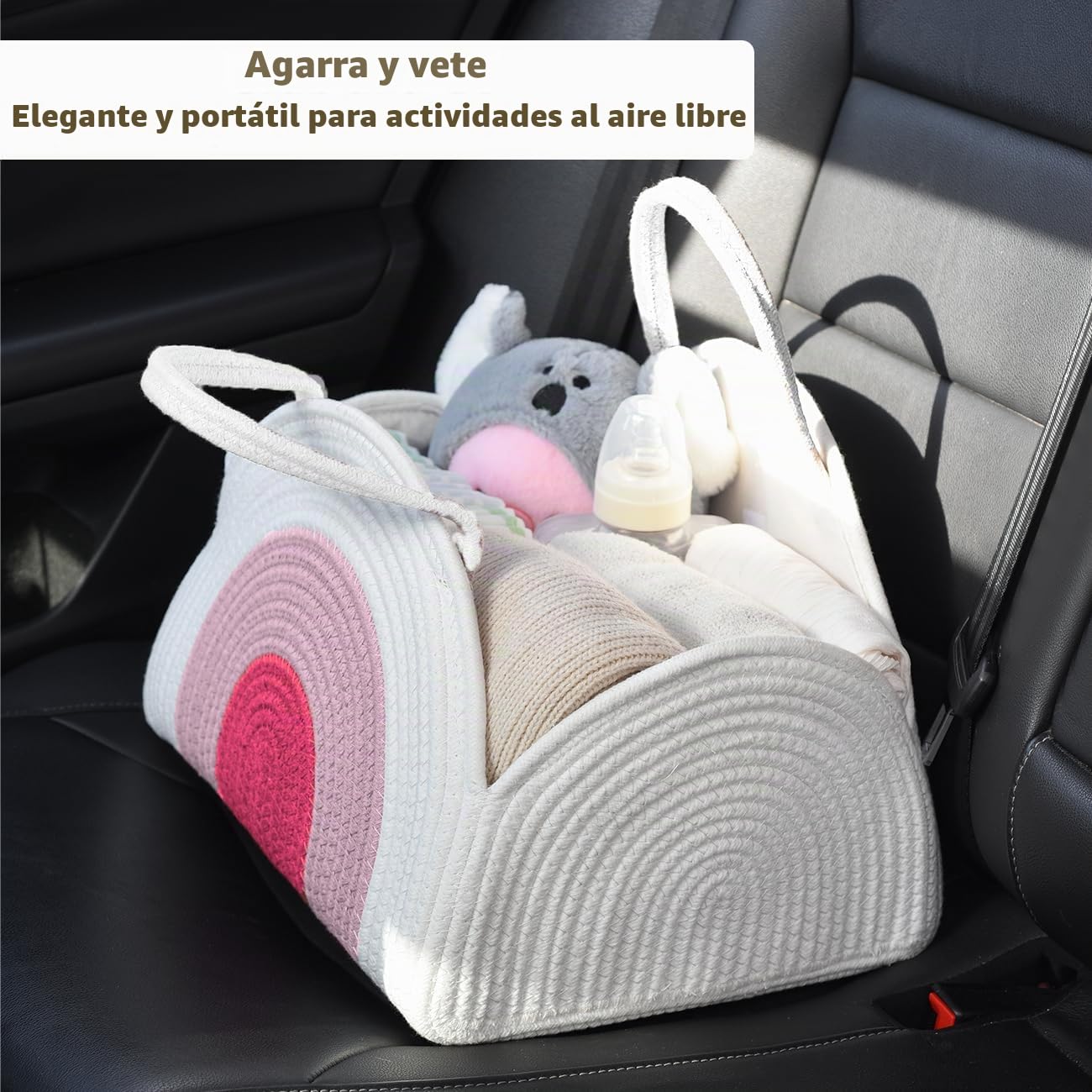 Organizadora para Bebé, Organizador de Pañales para Cambio de Bebé, Organizador de carrito de pañales para bebés con Compartimentos Desmontables (Rosa arcoíris)