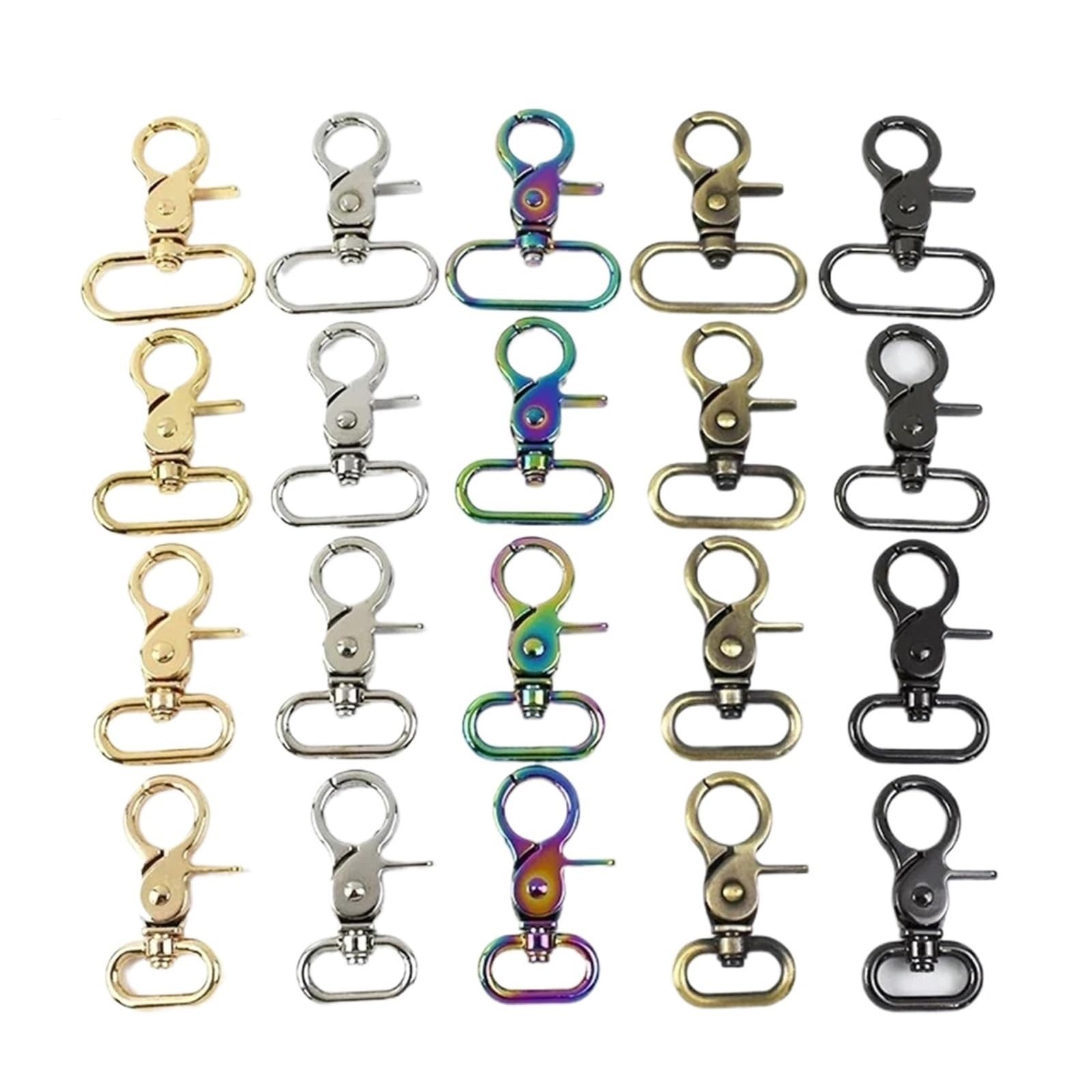 Metalowe obrotowe karabińczyki | Wielokolorowe obrotowe karabińczyki 20-50 mm do breloka do torby obroża dla zwierzęcia(Lightgold,38mm-10Pcs)