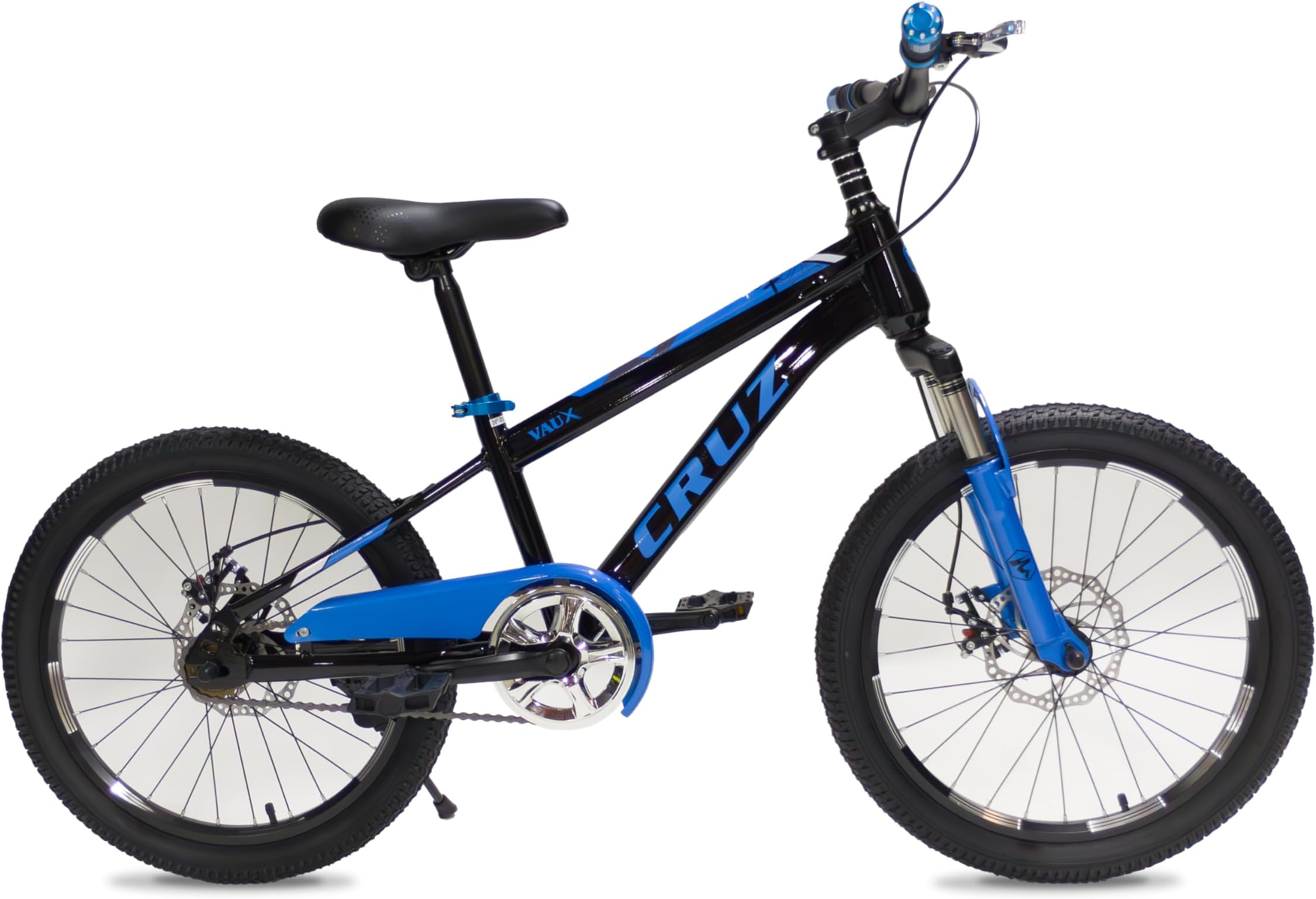 Vaux Cruz Kids Mountain Bike MTB for 5-10 Years Boys & Girls, Adjustable Seat, Disc Brakes, Handbrake, Suspension, 16 Inch /20 Inch Bicycle W/Side Stand