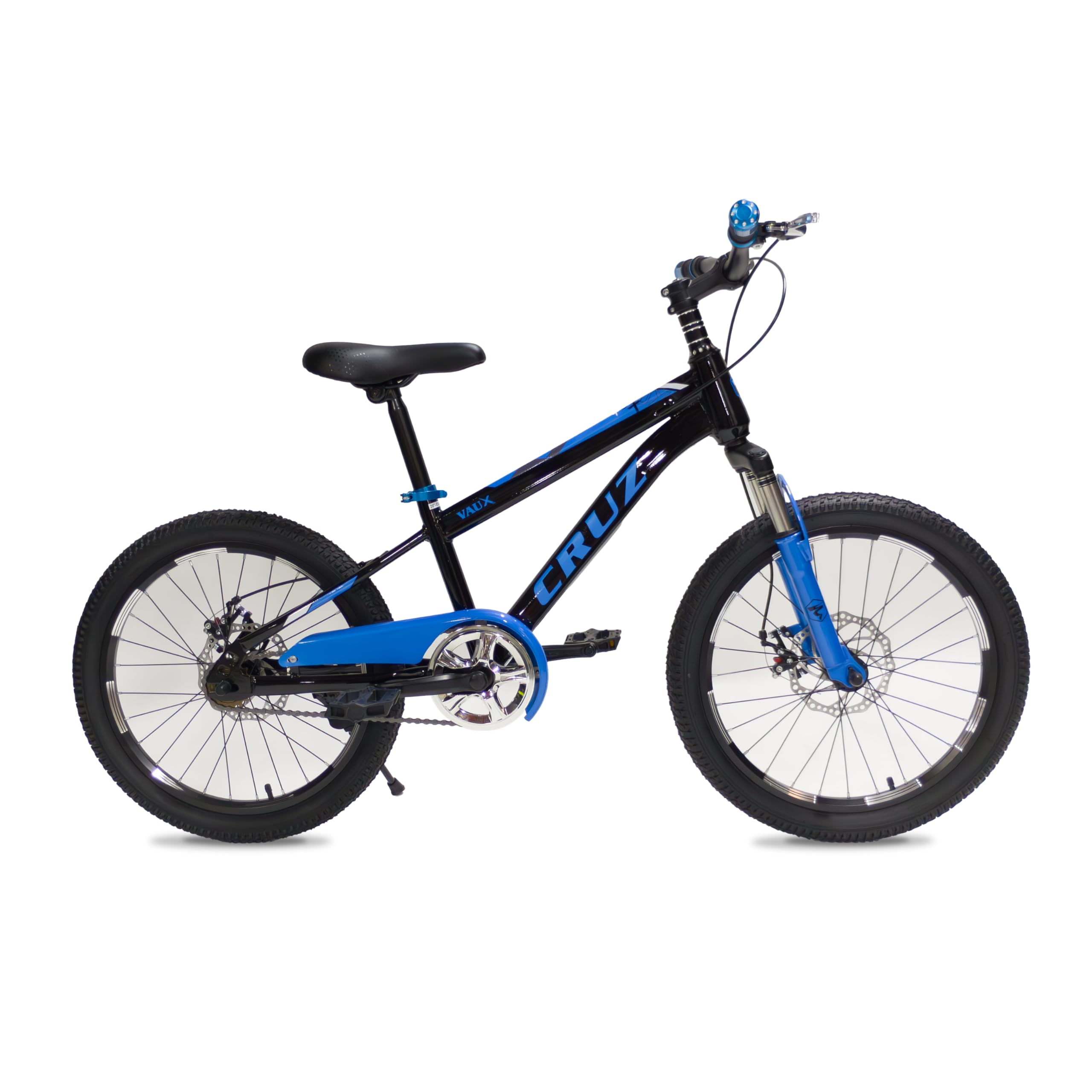 Vaux Cruz Kids Mountain Bike MTB for 5-10 Years Boys & Girls, Adjustable Seat, Disc Brakes, Handbrake, Suspension, 16 Inch /20 Inch Bicycle W/Side Stand