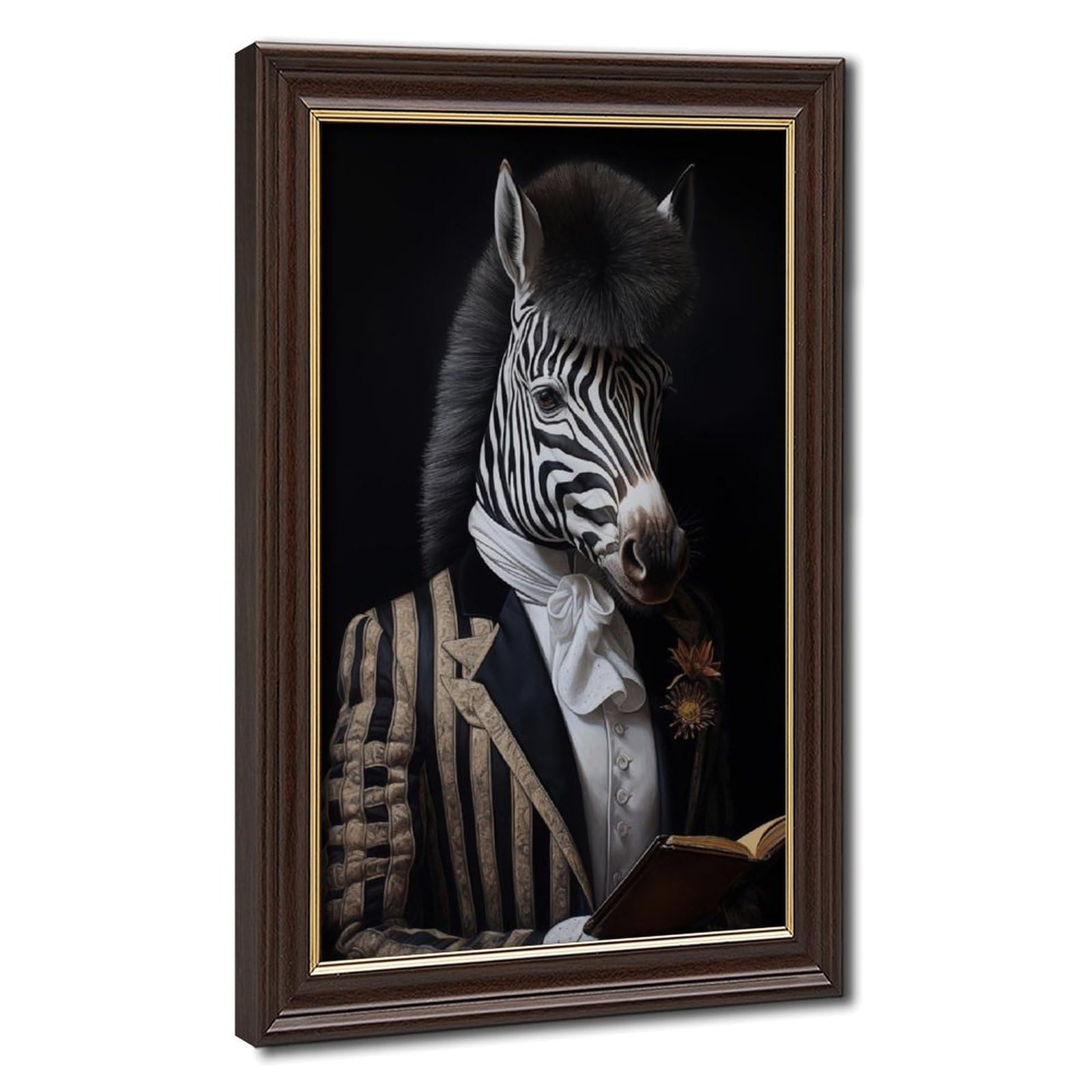 Pyberon Mokume Gane Frame-Style The Zebra In A Suit Canvas Poster For Dorm Room Decor Gift