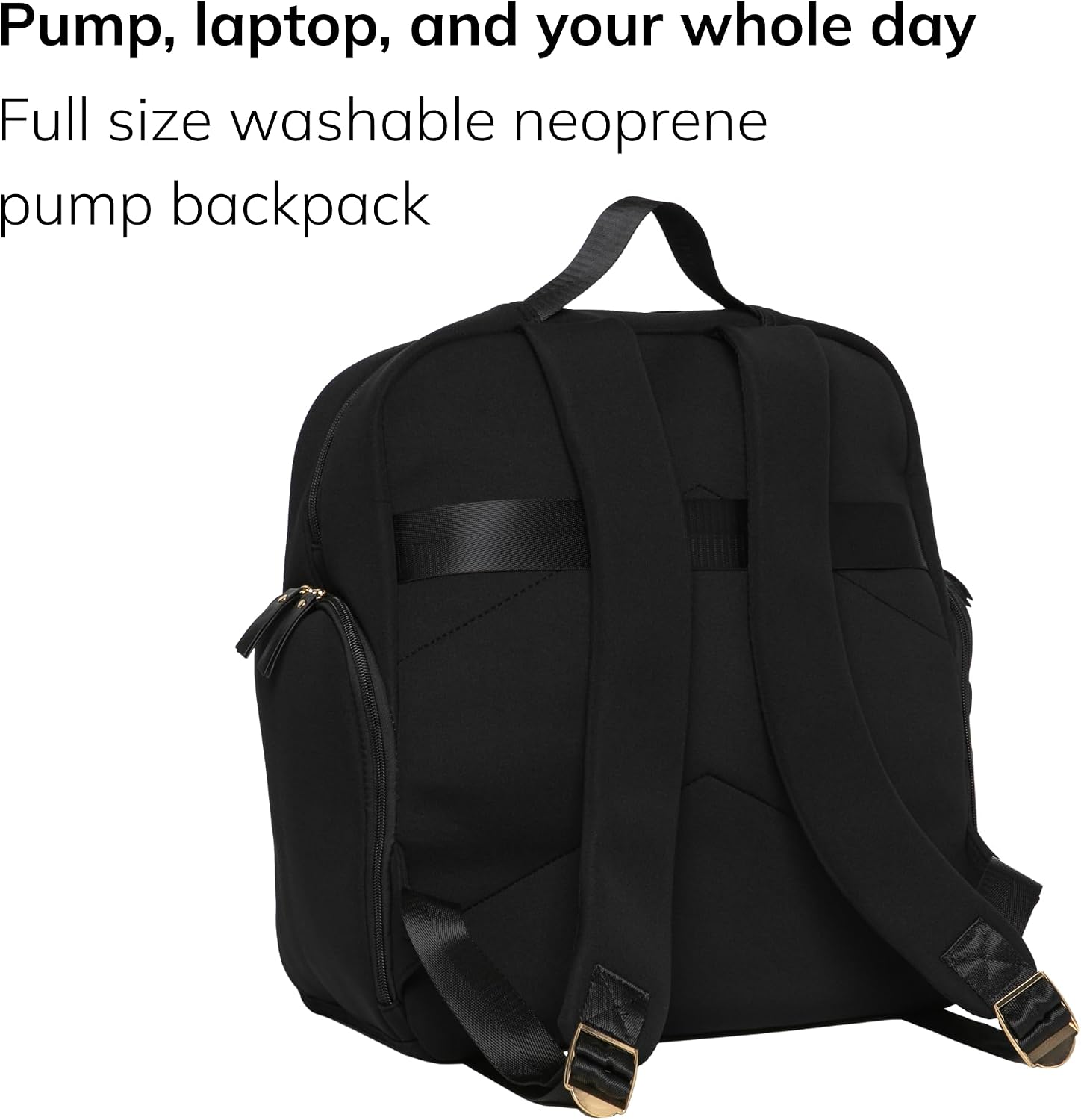 Sarah Wells Fiona Breast Pump Backpack – Machine Washable Neoprene Pump Bag with Insulated Milk Storage, Laptop Pocket & Adjustable Straps – Stylish Breastfeeding Backpack for Work & Travel (Black)