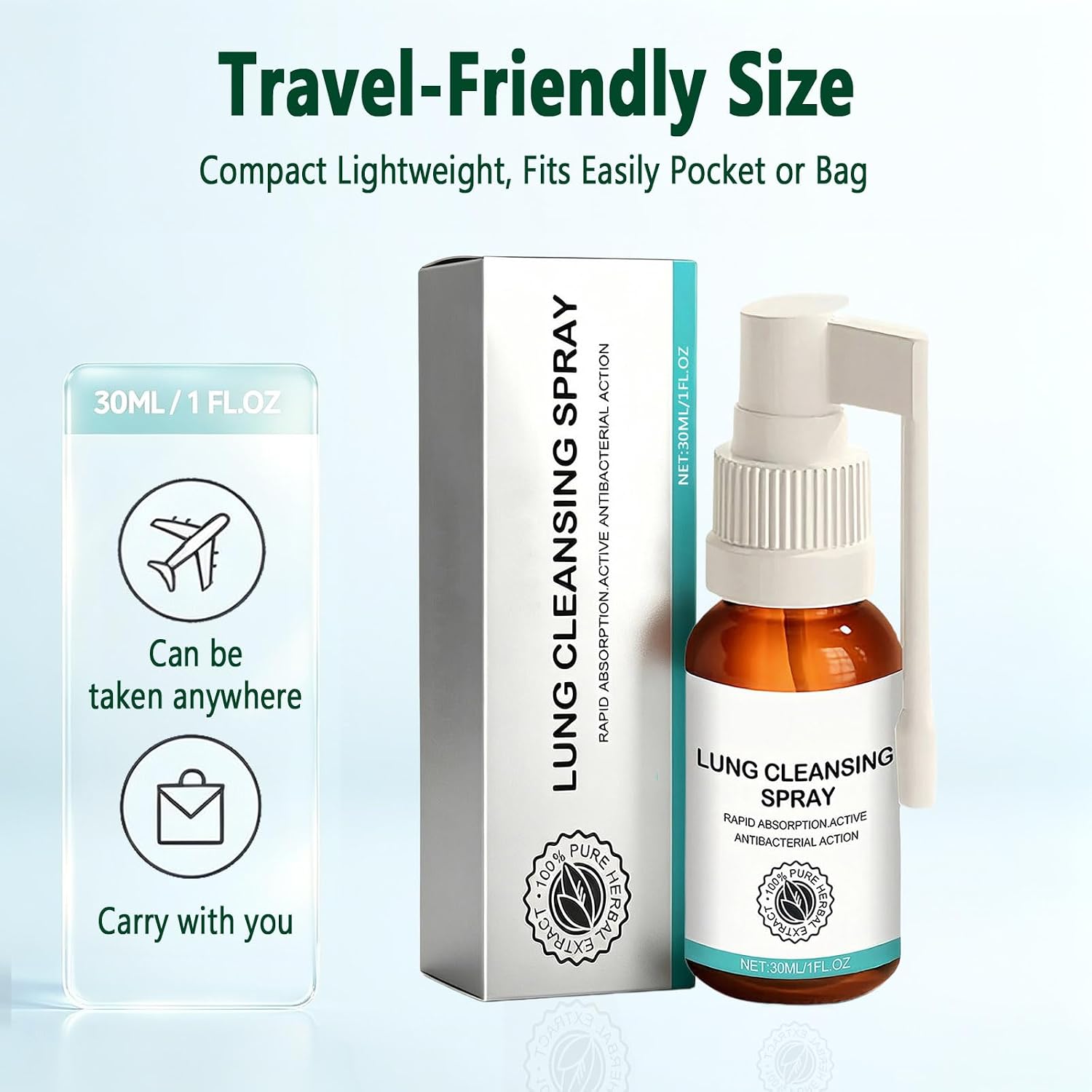 2PCS-Lung Cleansing Spray, Herbal Cleanse Spray, Mullein Leaf Extract Oral Mist for Cool and gentle Lung Cleanse, Respiratory Support, Easy Breathing Support,30ML / 1 FL.OZ